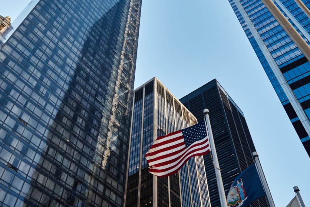 A,Low,Angle,Shot,Of,Skyscrapers,In,New,York,City